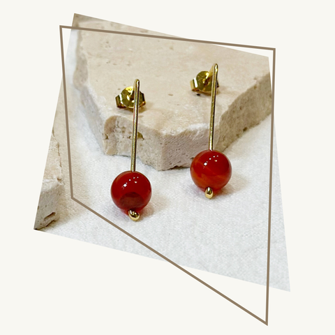 Sticks rode agaat medium - oorringen