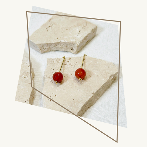 Sticks rode agaat medium - oorringen