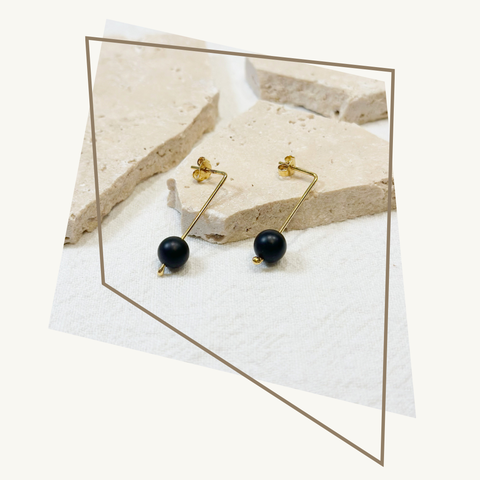 Sticks Onyx medium - oorringen